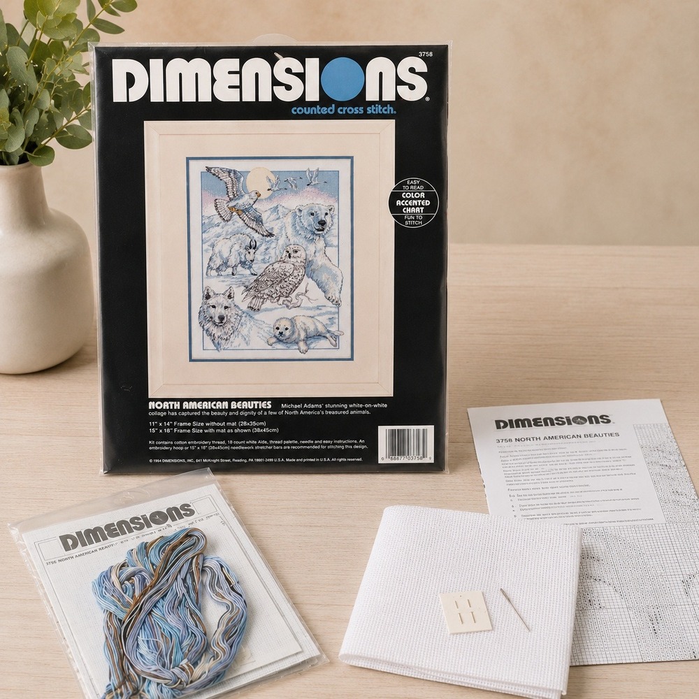 Dimensions North American‎ Beauties Cross Stitch Kit OS White NEW Vintage 3758